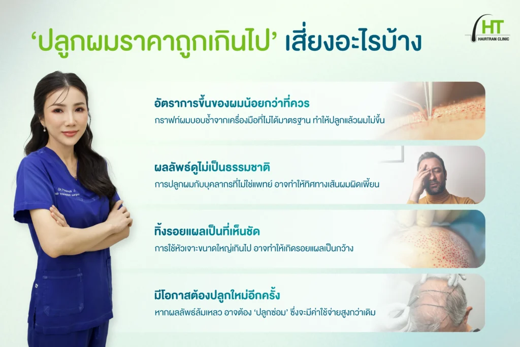 ความเสี่ยงจากการปลูกผมราคาถูกเกินไป